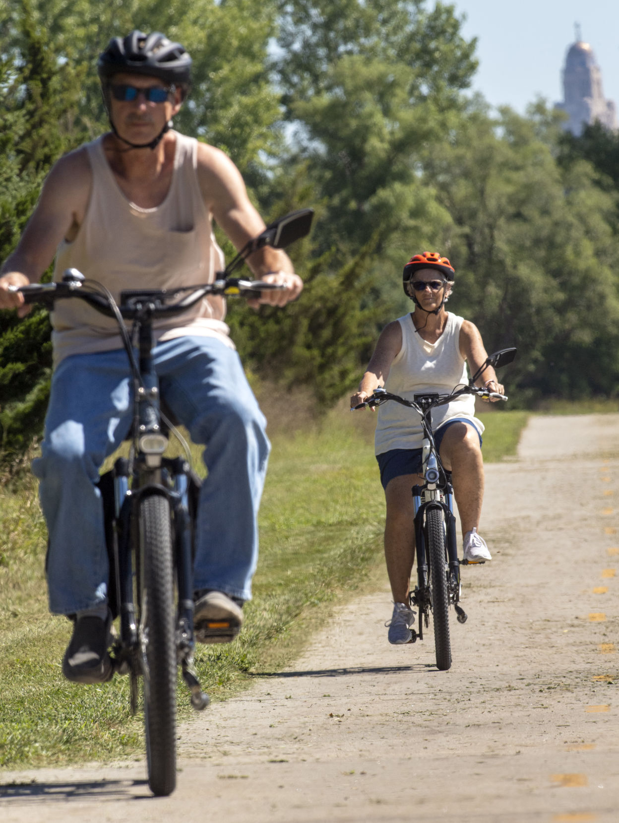 Walking or riding the trails
